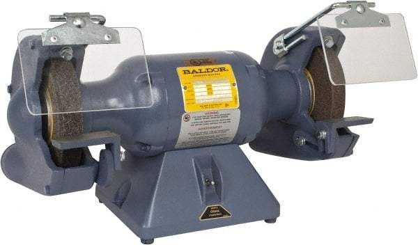 Baldor - 7" Wheel Diam x 1" Wheel Width, 1/2 hp Grinder - 5/8" Arbor Hole Diam, 1 Phase, 3,600 Max RPM, 115 Volts - Strong Tooling