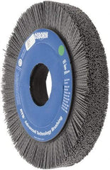 Osborn - 8" OD, 2" Arbor Hole, Crimped Nylon Wheel Brush - 1" Face Width, 1-1/4" Trim Length, 0.035" Filament Diam, 3,600 RPM - Strong Tooling