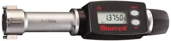 Starrett - 0.16" to 0.2", IP65, Carbide Face Electronic Inside Micrometer - 0.00005" Resolution, 0.00015" Accuracy, 3/4" Gage Depth - Strong Tooling