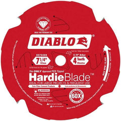 Freud - 7-1/4" Diam, 5/8" Arbor Hole Diam, 4 Tooth Wet & Dry Cut Saw Blade - Carbide-Tipped, Standard Round Arbor - Strong Tooling