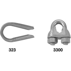 Campbell - 3/16" Wire Rope Clips - 1/4-20, Steel, Electro Galvanized - Strong Tooling