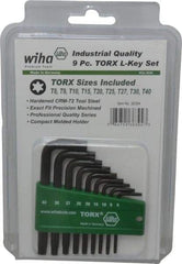 Wiha - 9 Piece T8 to T40 L-Key Short Arm Torx Key Set - T8, T9, T10, T15, T20, T25, T27, T30, T40 Torx Size - Strong Tooling