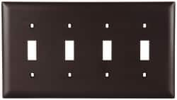 Pass & Seymour - 4 Gang, 4-1/2 Inch Long x 8-3/8 Inch Wide, Standard Switch Plate - Toggle Switch, Brown, Nylon - Strong Tooling