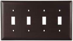 Pass & Seymour - 4 Gang, 4-1/2 Inch Long x 8-3/8 Inch Wide, Standard Switch Plate - Toggle Switch, Brown, Nylon - Strong Tooling