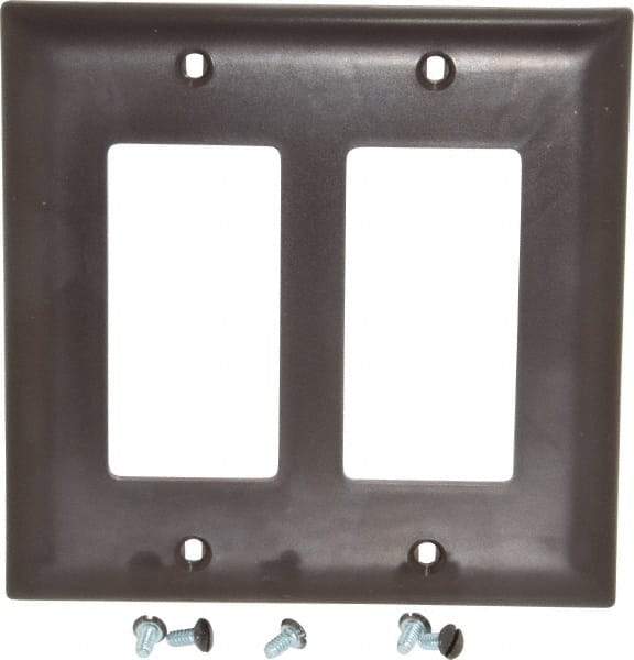 Pass & Seymour - 2 Gang, 4-3/4 Inch Long x 4-11/16 Inch Wide, Standard Switch Plate - Decorator Switch, Brown, Nylon - Strong Tooling