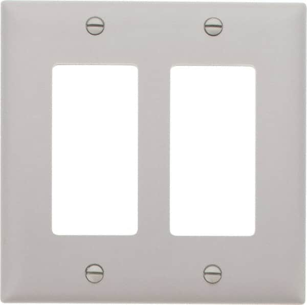 Pass & Seymour - 2 Gang, 4-3/4 Inch Long x 4-11/16 Inch Wide, Standard Switch Plate - Decorator Switch, Gray, Nylon - Strong Tooling