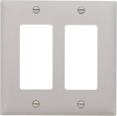 Pass & Seymour - 2 Gang, 4-3/4 Inch Long x 4-11/16 Inch Wide, Standard Switch Plate - Decorator Switch, Gray, Nylon - Strong Tooling