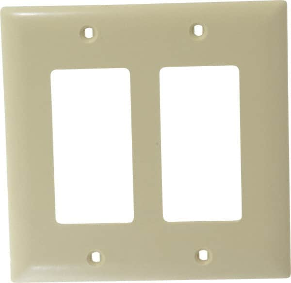 Pass & Seymour - 2 Gang, 4-3/4 Inch Long x 4-11/16 Inch Wide, Standard Switch Plate - Decorator Switch, Ivory, Nylon - Strong Tooling