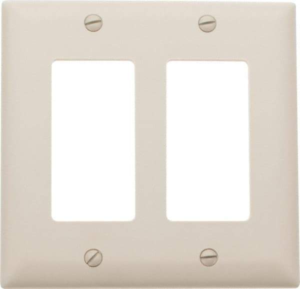 Pass & Seymour - 2 Gang, 4-3/4 Inch Long x 4-11/16 Inch Wide, Standard Switch Plate - Decorator Switch, Light Almond, Nylon - Strong Tooling