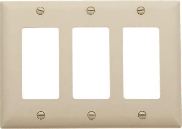 Pass & Seymour - 3 Gang, 4-1/2 Inch Long x 6.563 Inch Wide, Standard Switch Plate - Decorator Switch, Ivory, Nylon - Strong Tooling