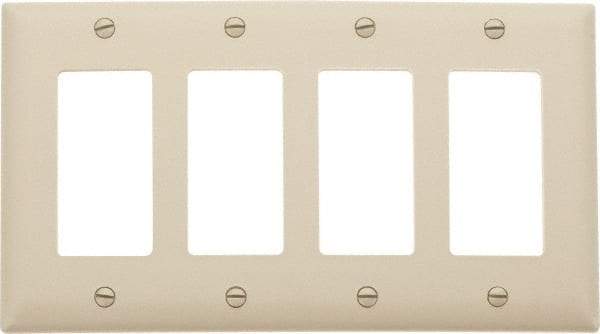 Pass & Seymour - 4 Gang, 4-1/2 Inch Long x 8-3/8 Inch Wide, Standard Switch Plate - Decorator Switch, Ivory, Nylon - Strong Tooling