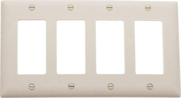 Pass & Seymour - 4 Gang, 4-1/2 Inch Long x 8-3/8 Inch Wide, Standard Switch Plate - Decorator Switch, Light Almond, Nylon - Strong Tooling