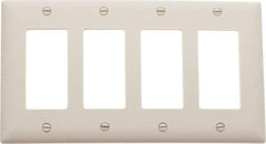 Pass & Seymour - 4 Gang, 4-1/2 Inch Long x 8-3/8 Inch Wide, Standard Switch Plate - Decorator Switch, Light Almond, Nylon - Strong Tooling