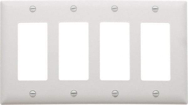 Pass & Seymour - 4 Gang, 4-1/2 Inch Long x 8-3/8 Inch Wide, Standard Switch Plate - Decorator Switch, White, Nylon - Strong Tooling