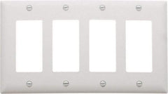 Pass & Seymour - 4 Gang, 4-1/2 Inch Long x 8-3/8 Inch Wide, Standard Switch Plate - Decorator Switch, White, Nylon - Strong Tooling