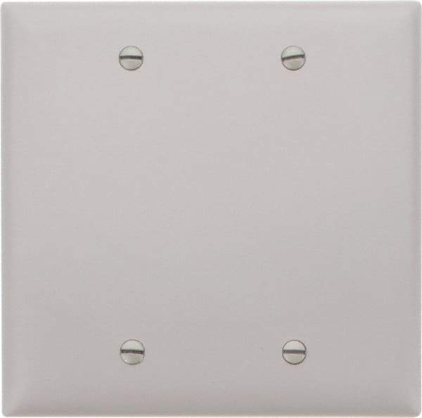 Pass & Seymour - 2 Gang, 4-3/4 Inch Long x 4-11/16 Inch Wide, Standard Blank Wall Plate - Blank, Gray, Nylon - Strong Tooling