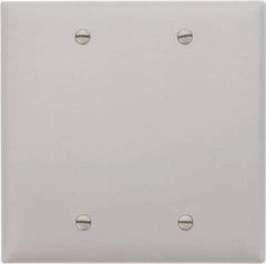 Pass & Seymour - 2 Gang, 4-3/4 Inch Long x 4-11/16 Inch Wide, Standard Blank Wall Plate - Blank, Gray, Nylon - Strong Tooling