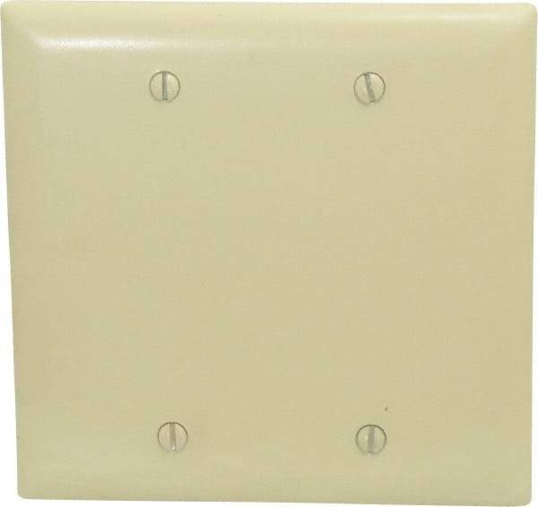 Pass & Seymour - 2 Gang, 4-3/4 Inch Long x 4-11/16 Inch Wide, Standard Blank Wall Plate - Blank, Ivory, Nylon - Strong Tooling