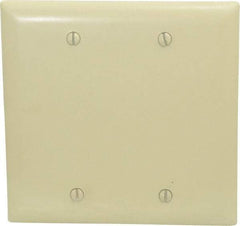 Pass & Seymour - 2 Gang, 4-3/4 Inch Long x 4-11/16 Inch Wide, Standard Blank Wall Plate - Blank, Ivory, Nylon - Strong Tooling