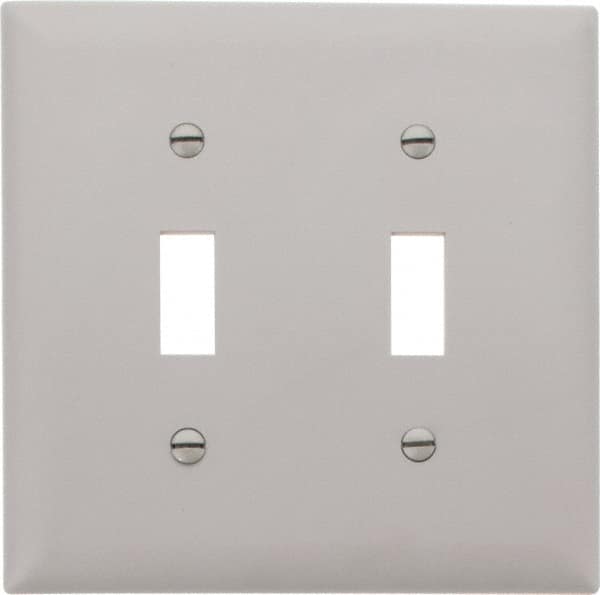 Pass & Seymour - 2 Gang, 4-3/4 Inch Long x 4-11/16 Inch Wide, Standard Switch Plate - Toggle Switch, Gray, Nylon - Strong Tooling