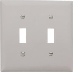 Pass & Seymour - 2 Gang, 4-3/4 Inch Long x 4-11/16 Inch Wide, Standard Switch Plate - Toggle Switch, Gray, Nylon - Strong Tooling