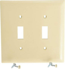 Pass & Seymour - 2 Gang, 4-3/4 Inch Long x 4-11/16 Inch Wide, Standard Switch Plate - Toggle Switch, Ivory, Nylon - Strong Tooling