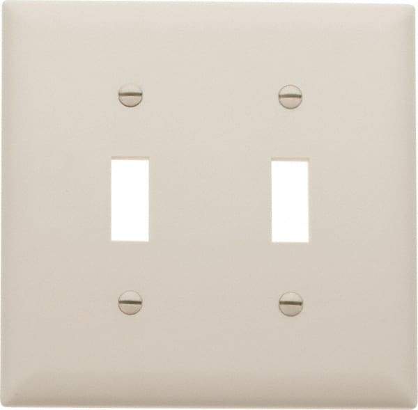 Pass & Seymour - 2 Gang, 4-3/4 Inch Long x 4-11/16 Inch Wide, Standard Switch Plate - Toggle Switch, Light Almond, Nylon - Strong Tooling