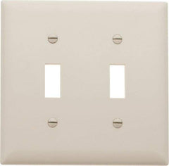 Pass & Seymour - 2 Gang, 4-3/4 Inch Long x 4-11/16 Inch Wide, Standard Switch Plate - Toggle Switch, Light Almond, Nylon - Strong Tooling