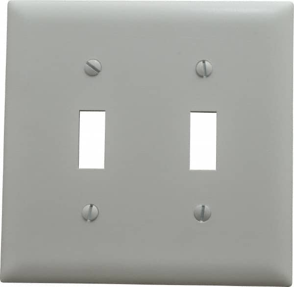 Pass & Seymour - 2 Gang, 4-3/4 Inch Long x 4-11/16 Inch Wide, Standard Switch Plate - Toggle Switch, White, Nylon - Strong Tooling