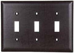 Pass & Seymour - 3 Gang, 4-1/2 Inch Long x 6.563 Inch Wide, Standard Switch Plate - Toggle Switch, Brown, Nylon - Strong Tooling