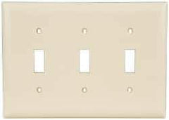 Pass & Seymour - 3 Gang, 4-1/2 Inch Long x 6.563 Inch Wide, Standard Switch Plate - Toggle Switch, Ivory, Nylon - Strong Tooling