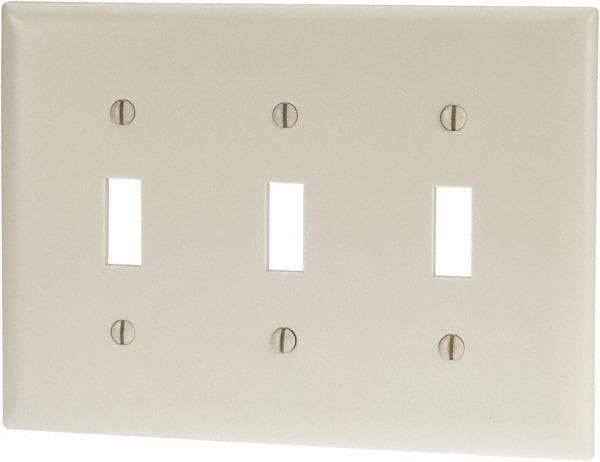 Pass & Seymour - 3 Gang, 4-1/2 Inch Long x 6.563 Inch Wide, Standard Switch Plate - Toggle Switch, Light Almond, Nylon - Strong Tooling