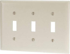 Pass & Seymour - 3 Gang, 4-1/2 Inch Long x 6.563 Inch Wide, Standard Switch Plate - Toggle Switch, Light Almond, Nylon - Strong Tooling