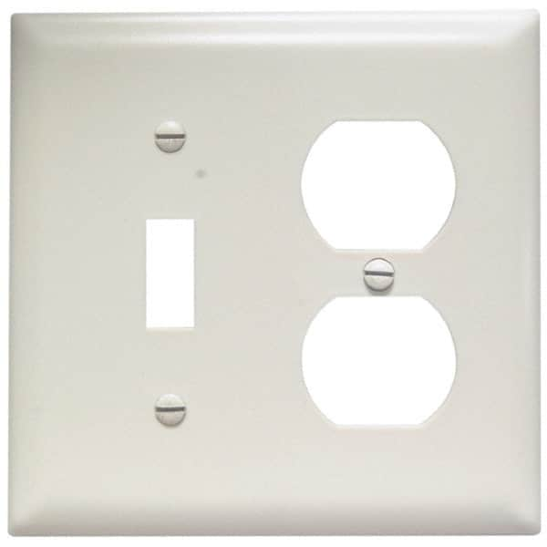 Pass & Seymour - 2 Gang, 4-1/2 Inch Long x 4-3/4 Inch Wide, Standard Combination Wall Plate - One Toggle Switch/One Duplex Outlet, Light Almond, Nylon - Strong Tooling