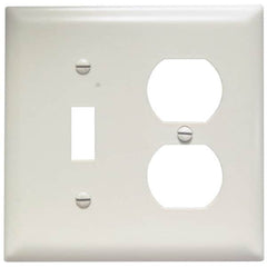 Pass & Seymour - 2 Gang, 4-1/2 Inch Long x 4-3/4 Inch Wide, Standard Combination Wall Plate - One Toggle Switch/One Duplex Outlet, Light Almond, Nylon - Strong Tooling