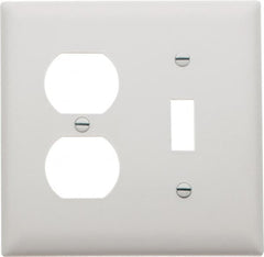 Pass & Seymour - 2 Gang, 4-1/2 Inch Long x 4-3/4 Inch Wide, Standard Combination Wall Plate - One Toggle Switch/One Duplex Outlet, White, Nylon - Strong Tooling