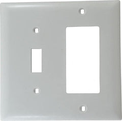 Pass & Seymour - 2 Gang, 4-1/2 Inch Long x 4-3/4 Inch Wide, Standard Combination Wall Plate - One Toggle Switch/One Decorator Switch, White, Nylon - Strong Tooling