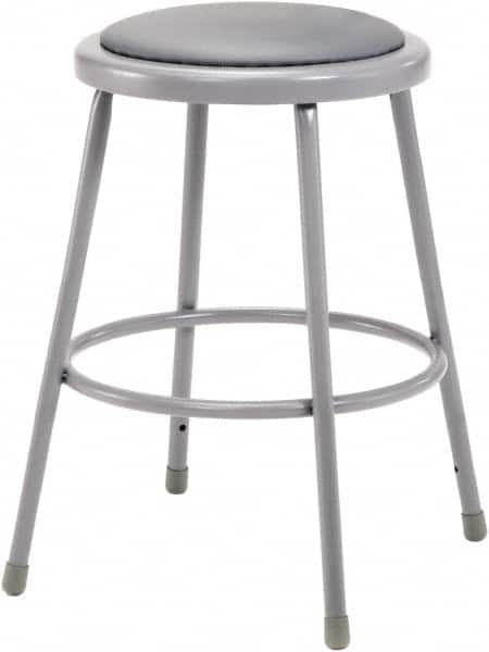 NPS - 24 Inch High, Stationary Fixed Height Stool - 15 Inch Deep x 15 Inch Wide, Vinyl Seat, Grey - Strong Tooling