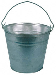 PRO-SOURCE - 12 Qt, 10-3/4" High, Galvanized Steel Round Gray Single Pail - Handle Included, 12-1/4" Top Diam - Strong Tooling