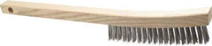 Made in USA - 3 Rows x 19 Columns Wire Scratch Brush - 6-1/4" Brush Length, 13-3/4" OAL, 1-1/8" Trim Length, Wood Toothbrush Handle - Strong Tooling