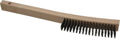 Made in USA - 4 Rows x 19 Columns Wire Scratch Brush - 6-1/4" Brush Length, 13-3/4" OAL, 1-3/16" Trim Length, Wood Toothbrush Handle - Strong Tooling