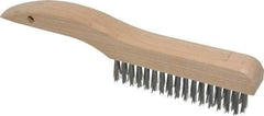 Made in USA - 4 Rows x 16 Columns Wire Scratch Brush - 10" OAL, 1-3/16" Trim Length, Wood Shoe Handle - Strong Tooling