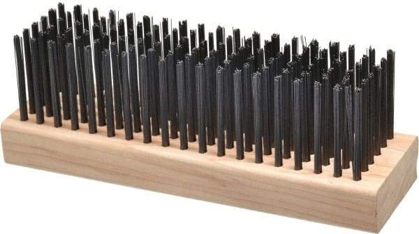 Made in USA - 6 Rows x 19 Columns Wire Scratch Brush - 7" OAL, 1-3/4" Trim Length, Wood Straight Handle - Strong Tooling