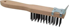 Made in USA - 4 Rows x 11 Columns Wire Scratch Brush - 5" Brush Length, 11" OAL, 1-3/4" Trim Length, Wood Toothbrush Handle - Strong Tooling