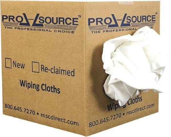 PRO-SOURCE - Virgin Cotton T-Shirt Rag - Low-Lint, White, 3 to 4 Pieces per Lb, Comes in Box - Strong Tooling