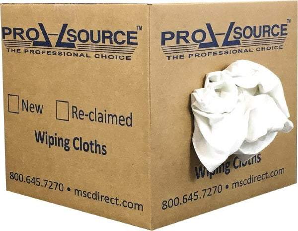 PRO-SOURCE - Virgin Cotton T-Shirt Rag - Lint-Free, White, 3 to 4 Pieces per Lb, Comes in Box - Strong Tooling