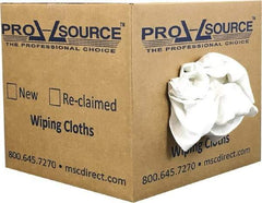 PRO-SOURCE - Virgin Cotton T-Shirt Rag - Lint-Free, White, 3 to 4 Pieces per Lb, Comes in Box - Strong Tooling