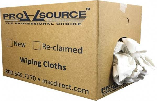 PRO-SOURCE - Virgin Cotton T-Shirt Rag - Lint-Free, White, 3 to 4 Pieces per Lb, Comes in Box - Strong Tooling