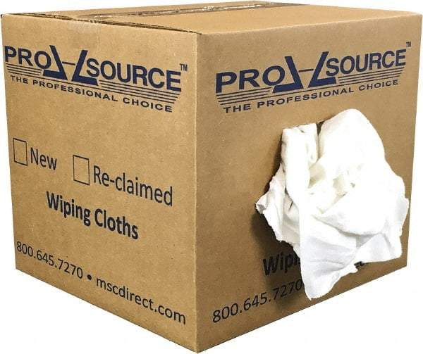 PRO-SOURCE - Reclaimed Cotton T-Shirt Rag - Low Lint, White, 3 to 4 Pieces per Lb, Comes in Box - Strong Tooling