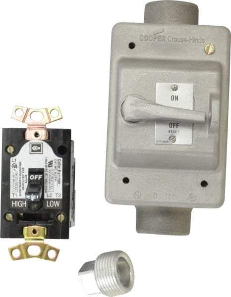 Eaton Cutler-Hammer - 1 Pole, 0.4 to 16 Amp, NEMA, Enclosed Toggle Manual Motor Starter - 60.5mm Wide x 50mm Deep x 105.7mm High, 1 hp at 120/240 V, 1 hp at 277 V, 1/4 hp at 120/240 V & 1/4 hp at 32 V, CSA Certified, NEMA 1, UL Listed - Strong Tooling